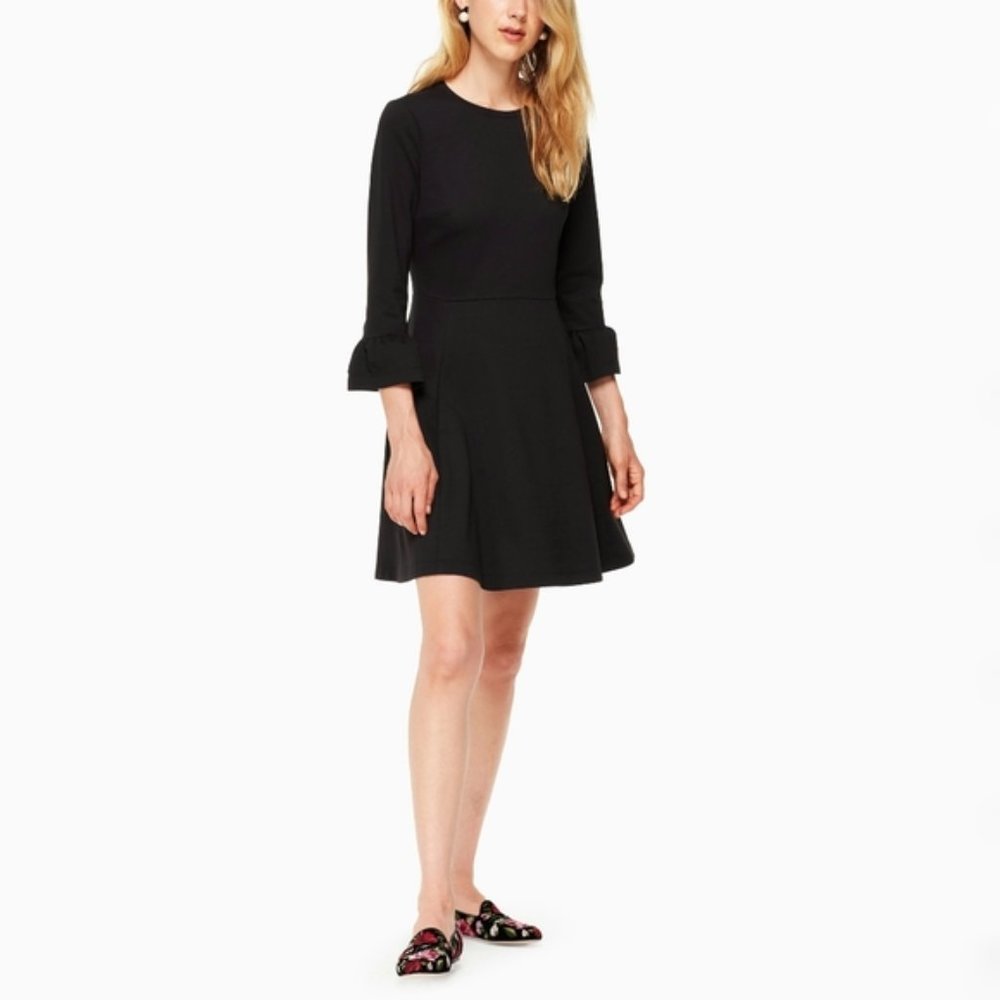 kate spade Black Long-Sleeve Fit-and-Flare Dress